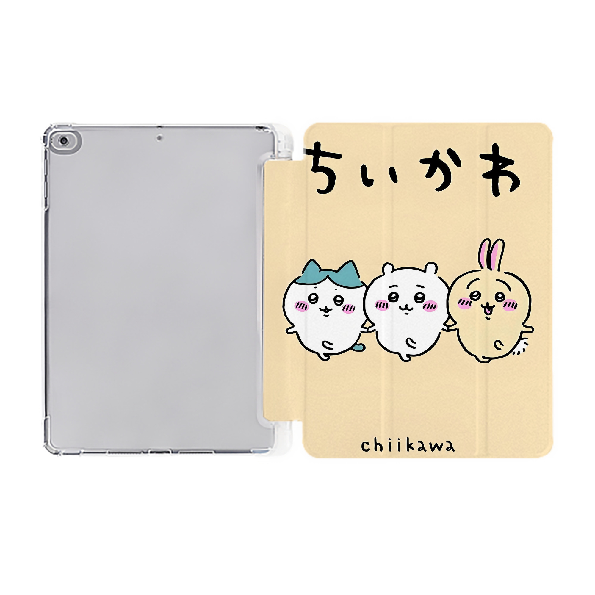 （画像用） ちいかわ Chii-kawa IPad ケース ペン収納付き 三つ折りスタンド PUレザー×シリコン 対応機種9.5/10.5/10.9インチ